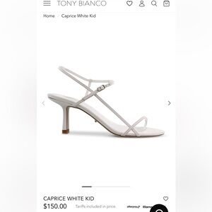 New in box Tony Bianco Caprice heel, color white kid, size 6.5